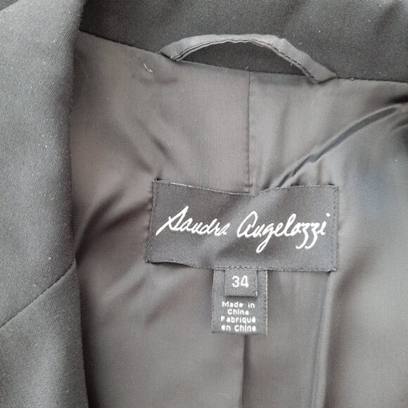 SANDRA ANGELOZZI Single Button Closure Classic Blazer Jacket Black Sz 4 - Picture 11 of 12